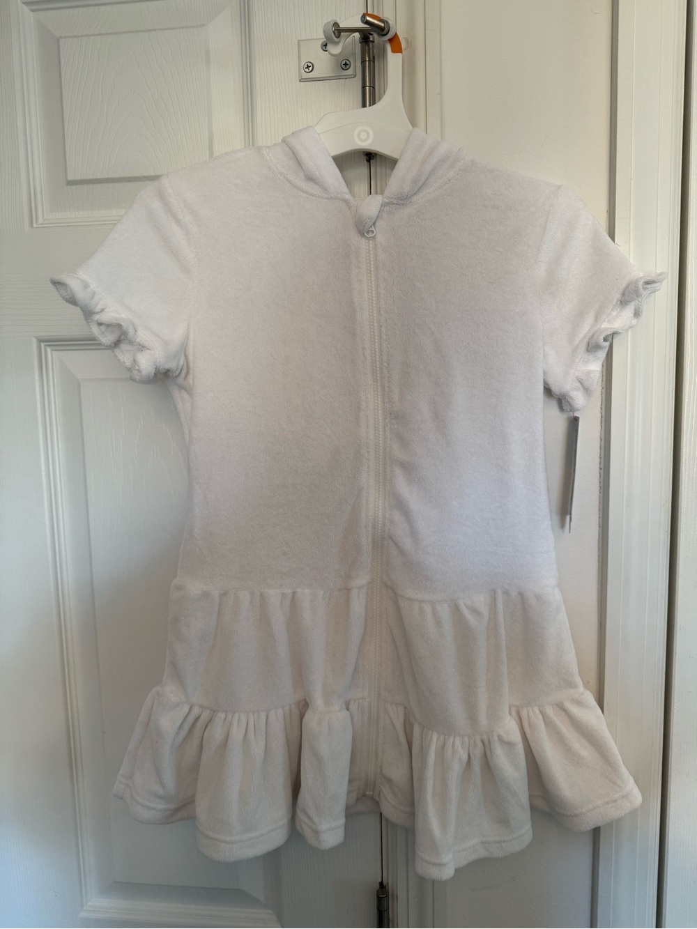 Cat & Jack White Hooded Tiered Ruffle Cover Up Dress Size Small NWT